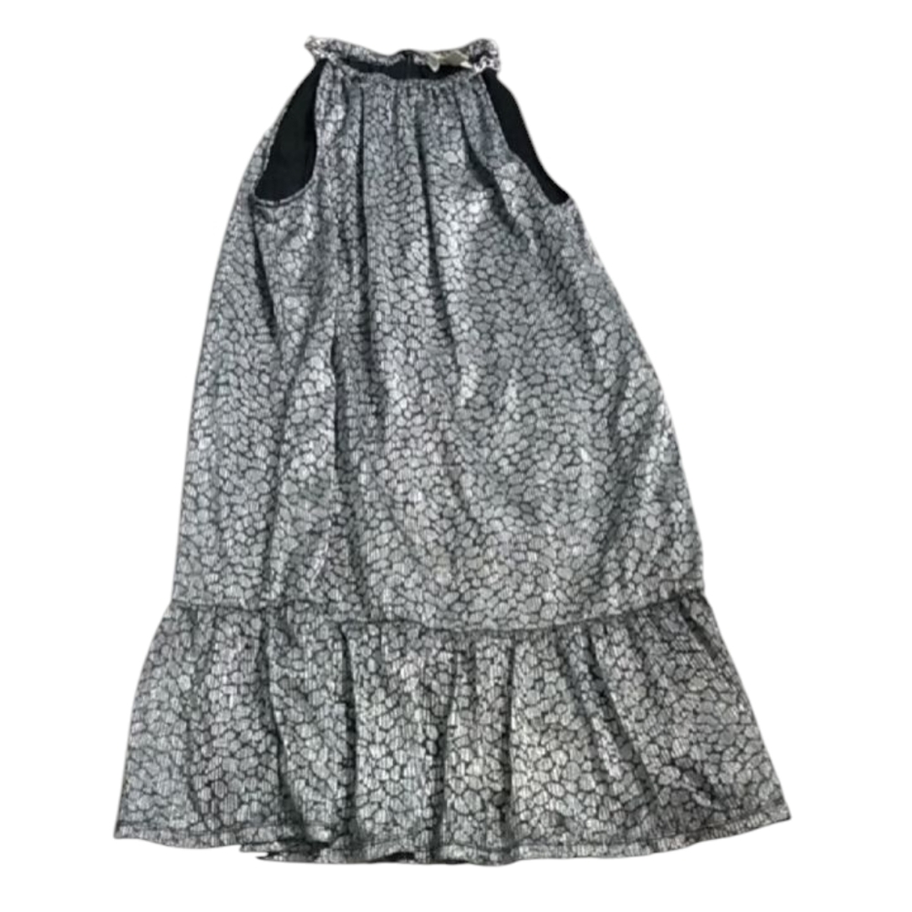 Michael Kors Elegant Silver and Black Dress With Chain Detail At Neckline